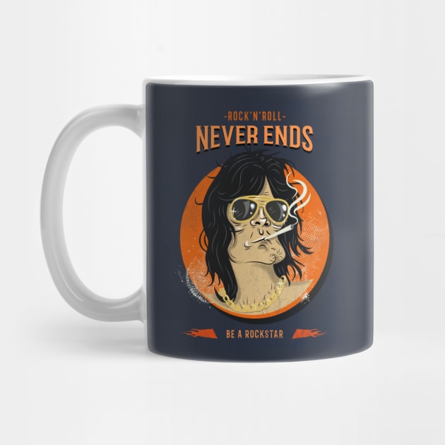 Rock n Roll Never Ends / Retro Design / Vintage / Rock & Roll by Redboy